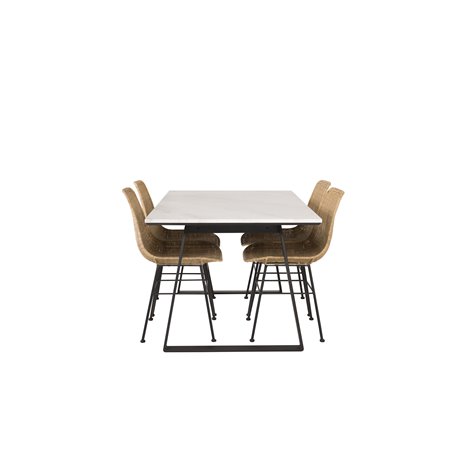 Estelle Dining Table 140*90 - White / Black, Bali dining chair - Nature / Black_4