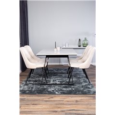 Estelle Dining Table 140*90 - White / Black, Velvet Deluxe Dining Chair - Beige / Black_4
