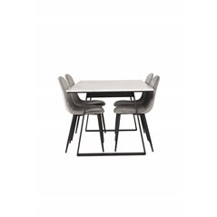 Estelle Dining Table 140*90 - White / Black, Polar Dining Chair - Black legs / Light Grey Velvet (ersätter 19902-885)_4