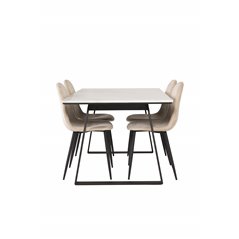 Estelle Dining Table 140*90 - White / Black, Polar Dining Chair- Black legs / Beige Velvet (ersätter 19902-880)_4