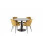 Estelle Round Dining Table ø106 H75 - Black / Black, Limhamn Light - Chair - Gold Velvet_4