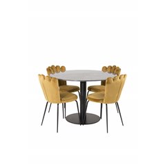 Estelle Round Dining Table ø106 H75 - Black / Black, Limhamn Light - Chair - Gold Velvet_4