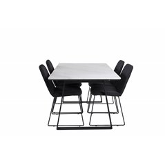Estelle Dining Table 140*90 - White / Black, Muce Dining Chair - Black Legs - Black Fabric_4
