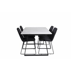 Estelle Dining Table 140*90 - White / Black, Muce  Dining Chair - Black Legs - Black Fabric_4