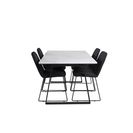 Estelle Dining Table 140*90 - White / Black, Muce Dining Chair - Black Legs - Black Fabric_4