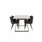 Estelle Dining Table 140*90 - White / Black, Velvet Dining Chair w, Stiches - PU - Black / Black_4