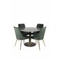 Estelle Round Dining Table ø106 H75 - Black / Black, Velvet Deluxe Dining Chair - Green / Brass_4