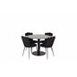 Estelle Round Dining Table ø106 H75 - Black / Black, Limhamn Light - Chair - Black Velvet_4