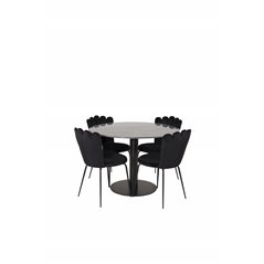 Estelle Round Dining Table ø106 H75 - Black / Black, Limhamn Light - Chair - Black Velvet_4