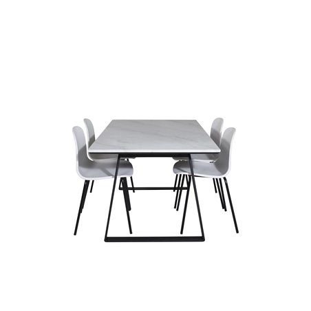 Estelle Dining Table 140*90 - White / Black, Arctic Dining Chair - Black Legs - White Plastic_4