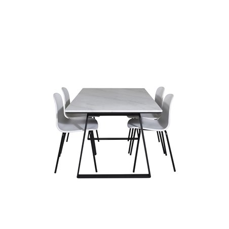 Estelle ruokapöytä 140 * 90 - valkoinen / musta, Arctic ruokapöydän tuoli - mustat jalat - valkoinen Pla stic_4