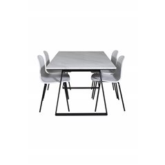 Estelle Dining Table 140*90 - White / Black, Arctic Dining Chair - Black Legs - White Plastic_4
