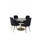 Estelle Round Dining Table ø106 H75 - Black / Brass, Velvet Deluxe Dining Chair - Black / Brass_4