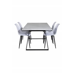 Estelle Dining Table 140*90 - White / Black, Polar Plastic Dining Chair - Black Legs / White Plastic_4