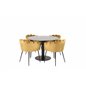 Estelle Round Dining Table ø106 H75 - Black / Black, Limhamn - Chair - Gold Velvet_4