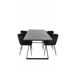 Estelle Dining Table 200*90*H76 - Black / Black, Limhamn - Chair - Black Velvet_4