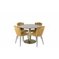 Estelle Round Dining Table ø106 H75 - Black / Brass, Limhamn Light - Chair - Gold Velvet_4