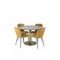 Estelle Round Dining Table ø106 H75 - Black / Brass, Limhamn Light - Chair - Gold Velvet_4