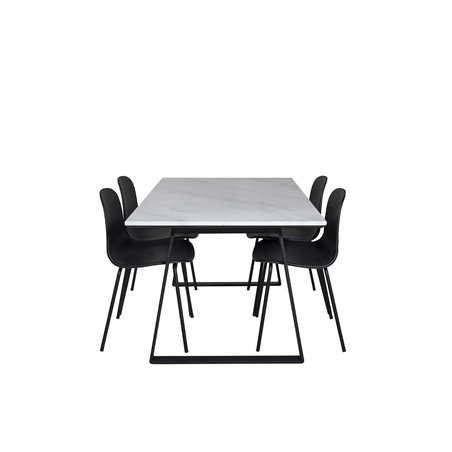 Estelle Spisebord 140 * 90 - Hvid / Sort, Arctic Dining Chair - Sorte Ben - Sort Pla stic_4