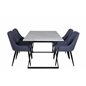 Estelle Dining Table 140*90 - White / Black, Plaza Dining Chair - Black Legs - Blue Fabric_4