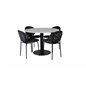 Estelle Rundt Spisebord ø106 H75 - Hvid / Sort, Vault Dining Chair - Sorte ben - Sort Blomsterprint stof_4