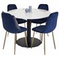 Estelle Round Dining Table ø106 H75 - White / Black, Polar Dining Chair - Blue / Brass_4