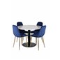 Estelle Round Dining Table ø106 H75 - White / Black, Polar Dining Chair - Blue / Brass_4