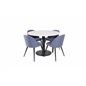 Estelle Rundt Spisebord ø106 H75 - Hvid / Sort, Velvet Dining Chiar - Sorte ben - Blue Stof_4