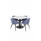 Estelle Rundt Spisebord ø106 H75 - Hvid / Sort, Velvet Dining Chiar - Sorte ben - Blue Stof_4