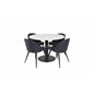 Estelle Round Dining Table ø106 H75 - White / Black, Velvet Dining Chiar - Black legs- Black Fabric_4