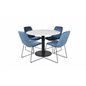 Estelle Round Dining Table ø106 H75 - White / Black, Muce Dining Chair - Black Legs - Blue Velvet_4