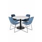 Estelle Round Dining Table ø106 H75 - White / Black, Muce Dining Chair - Black Legs - Blue Velvet_4