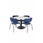 Estelle Round Dining Table ø106 H75 - White / Black, Arrow armchair - Black Legs - Blue Velvet_4