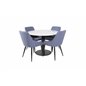 Estelle Round Dining Table ø106 H75 - White / Black, Plaza Dining Chair - Black Legs - Blue Fabric_4