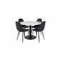 Estelle Round Dining Table ø106 H75 - White / Black, Polar Dining Chair - Black Legs - Black Fabric_4