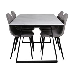 Estelle Dining Table 140*90 - White / Black, Polar Dining Chair - Grey / Black_4