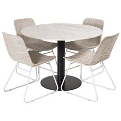 Estelle Round Dining Table ø106 H75 - White / Black, Cirebon Dining Chair - White Wash_4