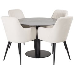 Estelle Round Dining Table ø106 H75 - Black / Black, Comfort Dining Chair - Beige / Black_4