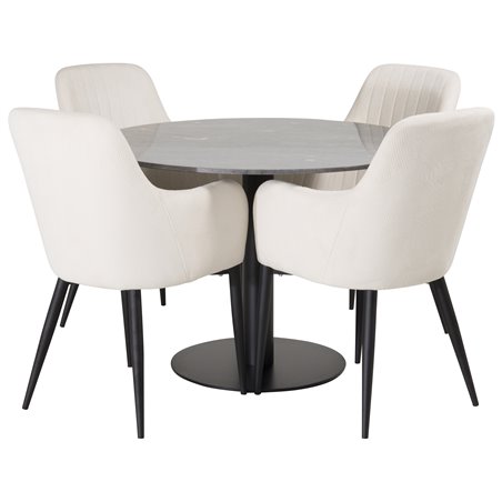 Estelle Round Dining Table ø106 H75 - Black / Black, Comfort Dining Chair - Beige / Black_4