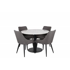 Estelle Round Dining Table ø106 H75 - White / Black, Plaza Dining Chair - Dark Grey / Black_4