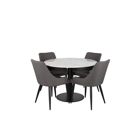 Estelle Round Dining Table ø106 H75 - White / Black, Plaza Dining Chair - Dark Grey / Black_4