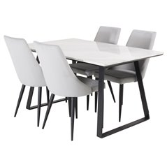 Estelle Dining Table 140*90 - White / Black, Leone Dining Chair - Grey / Black_4