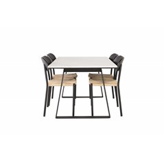 Estelle Dining Table 140*90 - White / Black, Polly Dining Chair - Nature / Black_4