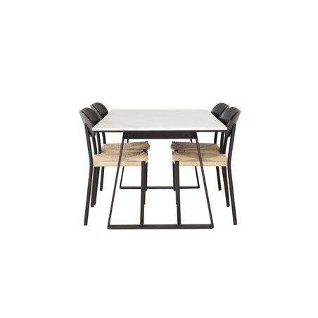 Estelle Dining Table 140*90 - White / Black, Polly Dining Chair - Nature / Black_4