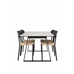 Estelle Dining Table 140*90 - White / Black, Polly Dining Chair - Nature / Black_4