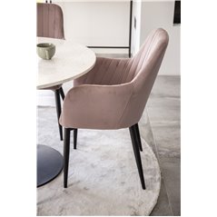 Estelle Round Dining Table ø106 H75 - Black / Black, Comfort Dining Chair - Pink / Black_4