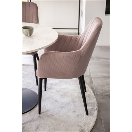 Estelle Round Dining Table ø106 H75 - Black / Black, Comfort Dining Chair - Pink / Black_4