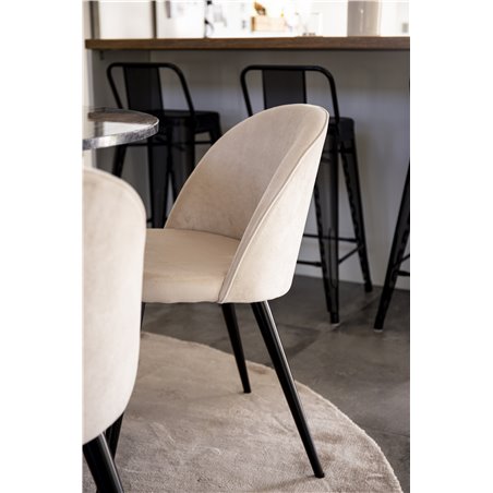 Estelle Round Dining Table ø106 H75 - Black / Black, Velvet Dining Chair - Beige / Black_4