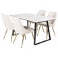 Estelle Dining Table 140*90 - White / Black, Velvet Deluxe Dining Chair - Beige / Brass_4