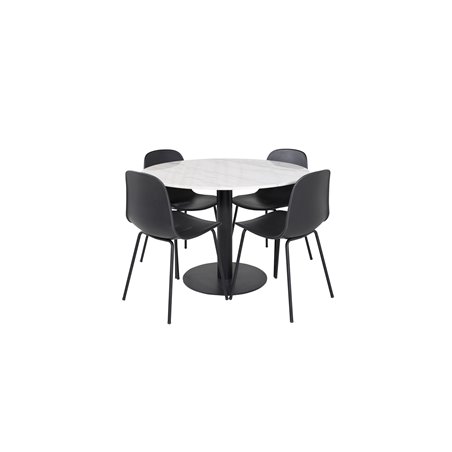 Estelle Rundt Spisebord ø106 H75 - Hvid / Sort, Arctic Dining Chair - Sorte Ben - Sort Pla stic_4